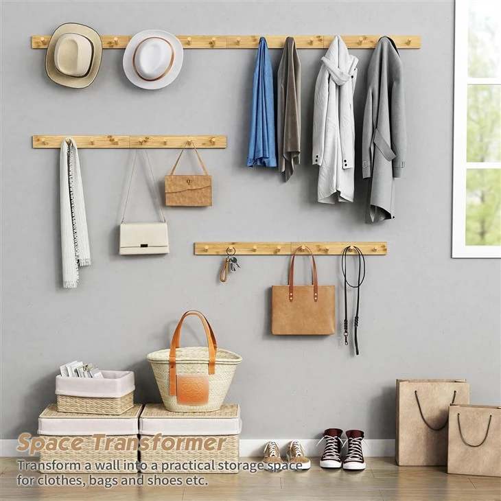 Bamboo Coat Rack Wall Mount Set Of 4 factory